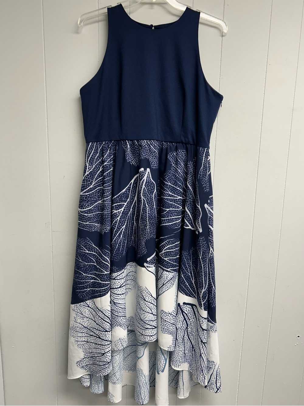 Hutch Navy and White High-Low Floral Maxi Dress